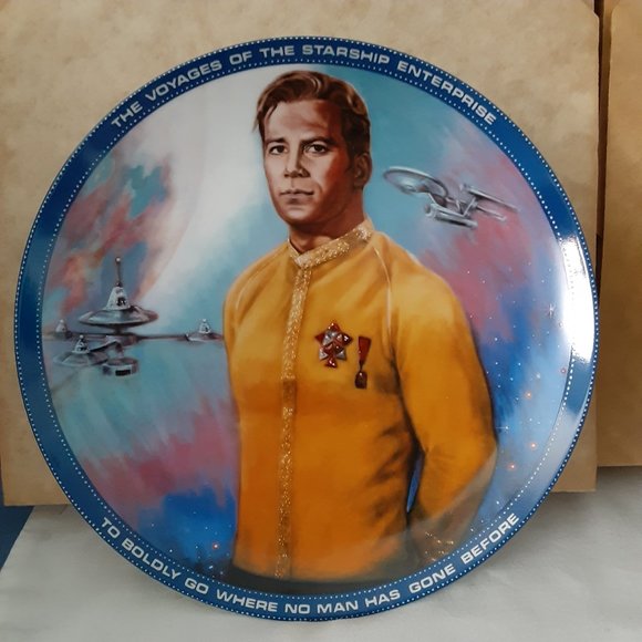 Four 1980's Ernst Star Trek Collector Plates; Beam Us Down, Kirk, Chekov, Sulu - Picture 2 of 11